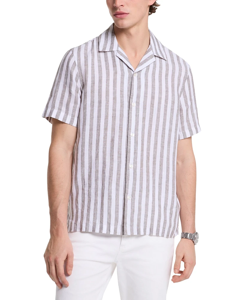 Michael Kors Men's Relaxed-Fit Linen Stripe Shirt
