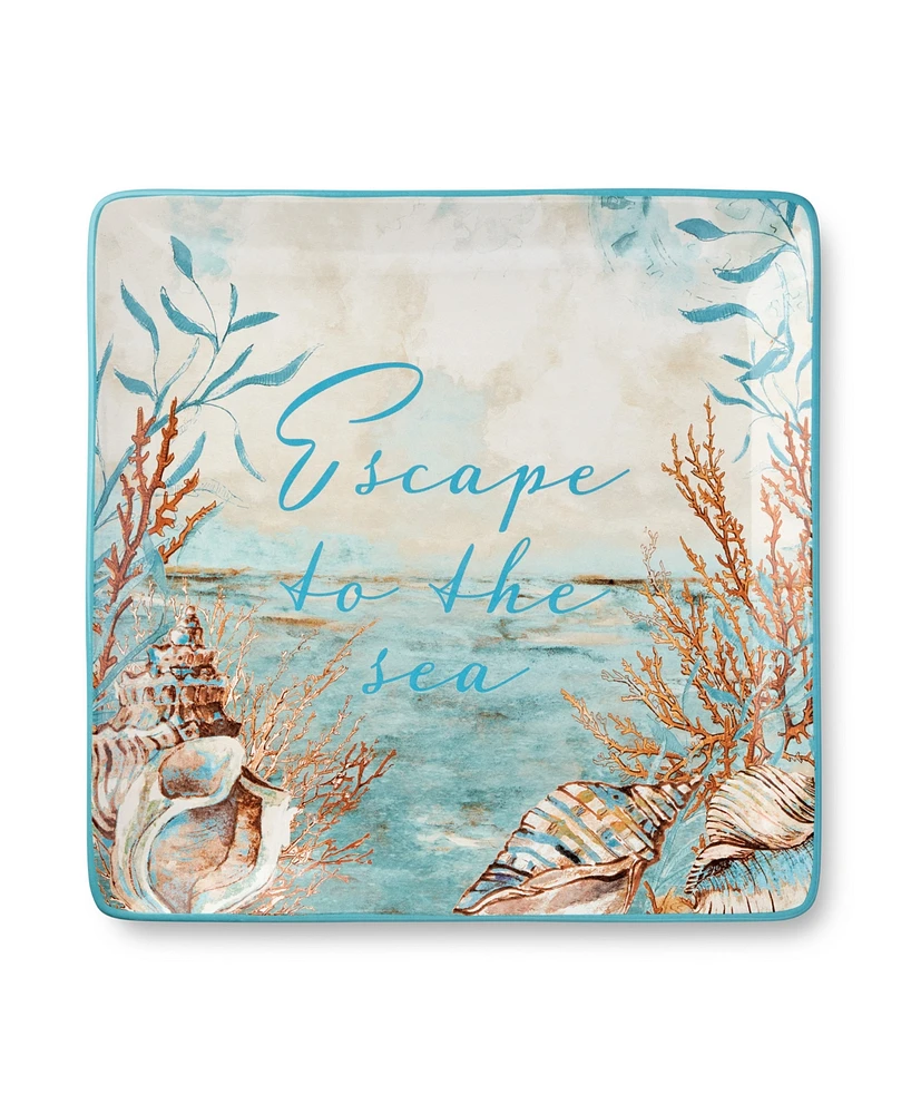 Certified International Escape to the Sea Square Platter