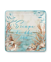 Certified International Escape to the Sea Square Platter