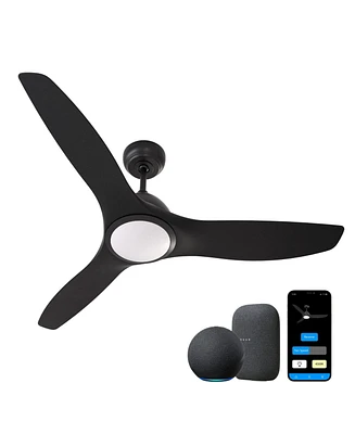 All Seasons 52" Ceiling Fan with Light, Quiet, Alexa/Google, 3 Color Led Lights