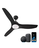 All Seasons 52" Ceiling Fan with Light, Quiet, Alexa/Google, 3 Color Led Lights