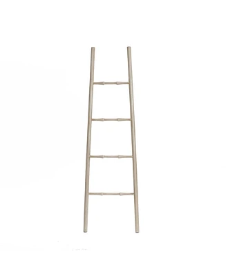 LuxenHome Rustic Birch Wood 4-Rung Blanket Ladder