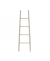 LuxenHome Rustic Birch Wood 4-Rung Blanket Ladder