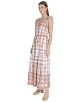 Calvin Klein Women's Printed V-Neck A-Line Midi Dress