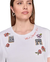 Karl Lagerfeld Paris Plus Embroidered Crewneck Tee