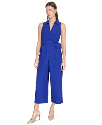 Calvin Klein Women's Tie Waist Sleeveless Gauze Jumpsuit