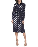 Calvin Klein Women's Dot-Print Long-Sleeve Shirtdress