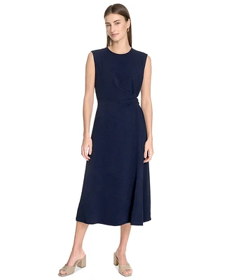 Calvin Klein Women's Jewel-Neck Side-Buckle A-Line Dress