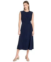 Calvin Klein Women's Jewel-Neck Side-Buckle A-Line Dress