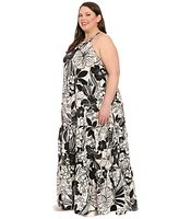 London Times Plus Halter Tiered Maxi Dress