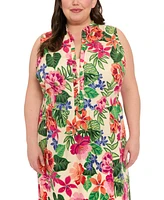 London Times Plus Ruffled-Trim Tiered Maxi Dress
