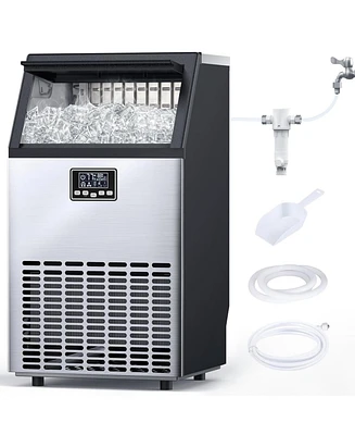 Cowsar Commercial Ice Maker Machine,Moon-Shaped Ice,100lbs/24H Under Counter ice Machine,Freestanding Ice Maker,Ice Thickness Control,Stainless Steel