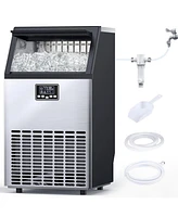 Cowsar Commercial Ice Maker Machine,Moon-Shaped Ice,100lbs/24H Under Counter ice Machine,Freestanding Ice Maker,Ice Thickness Control,Stainless Steel