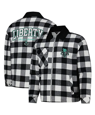 The Wild Collective Men's and Women's Black/White New York Liberty Flannel Full-Zip Shacket