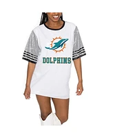 Gameday Couture Women's White/Gray Miami Dolphins Bling It Full Sequin Jersey Dress