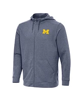 Antigua Men's Heather Navy Michigan Wolverines Effortless Full-Zip Hoodie