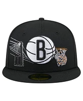 New Era Men's Black Brooklyn Nets State Stitch 59FIFTY Fitted Hat