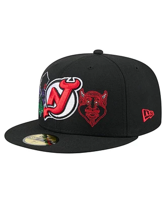 New Era Men's Black New Jersey Devils State Stitch 59FIFTY Fitted Hat