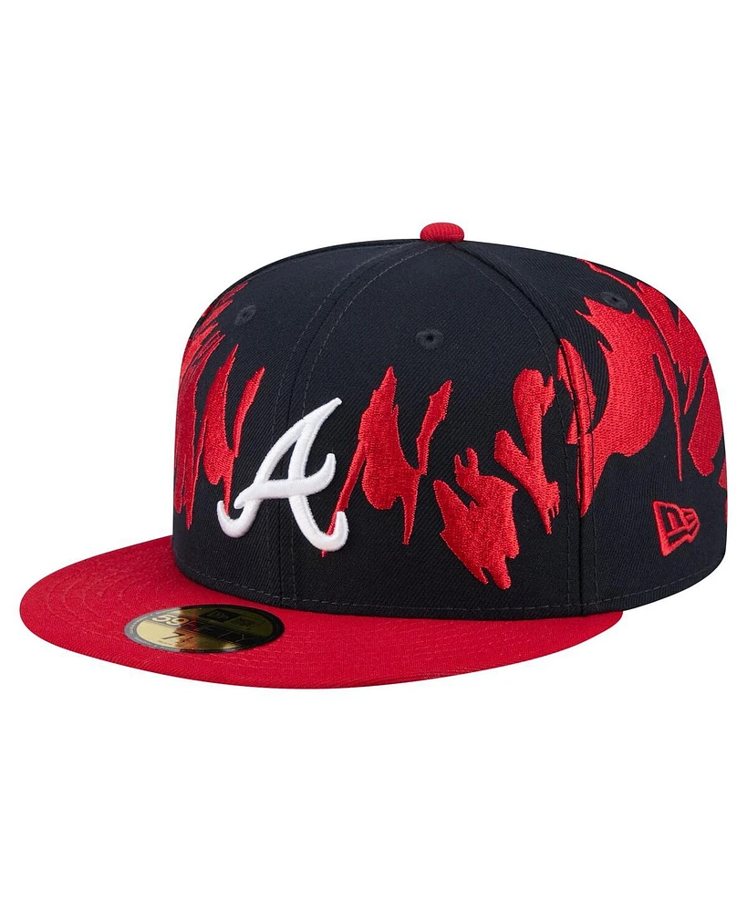 New Era Men's Navy/Red Atlanta Braves Retro Pattern 59FIFTY Fitted Hat