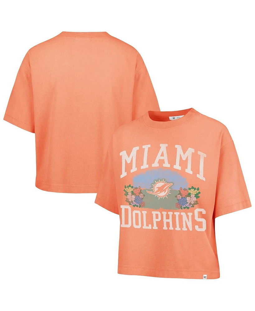 '47 Brand Women's Orange Miami Dolphins Florentina Montauk Cropped T-Shirt