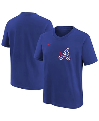 Nike Big Boys and Girls Royal Atlanta Braves City Connect Wordmark T-Shirt