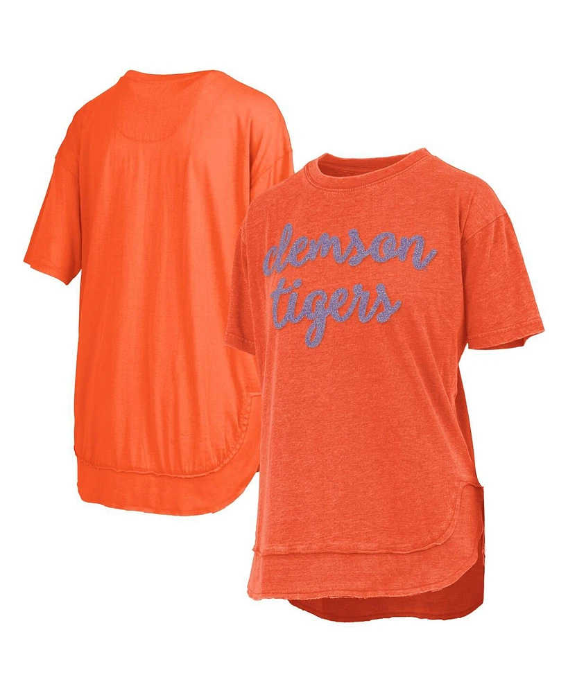 Pressbox Women's Orange Clemson Tigers Poncho T-Shirt