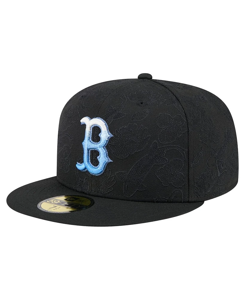 New Era Men's Black Boston Red Sox Tonal Koi 59FIFTY Fitted Hat