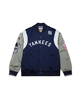 Mitchell & Ness Men's Navy/Gray New York Yankees Cooperstown Collection Team Origins Satin Full-Snap Jacket