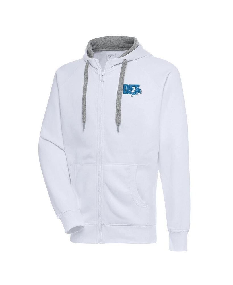 Antigua Men's White Detroit Lions Victory Full-Zip Hoodie