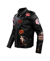 Freeze Max Men's Black Looney Tunes Graphic Biker Full-Zip Jacket