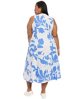 London Times Plus V-Neck Sleeveless Midi Dress