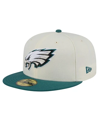 New Era Men's White/Midnight Green Philadelphia Eagles Main 59FIFTY Fitted Hat