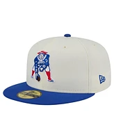 New Era Men's White/Royal New England Patriots Throwback Main 59FIFTY Fitted Hat