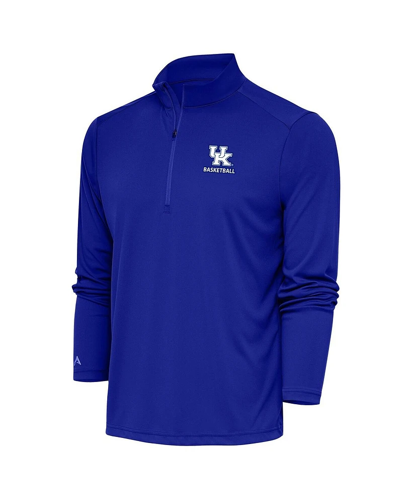 Antigua Men's Royal Kentucky Wildcats Basketball Tribute Quarter-Zip Pullover Top