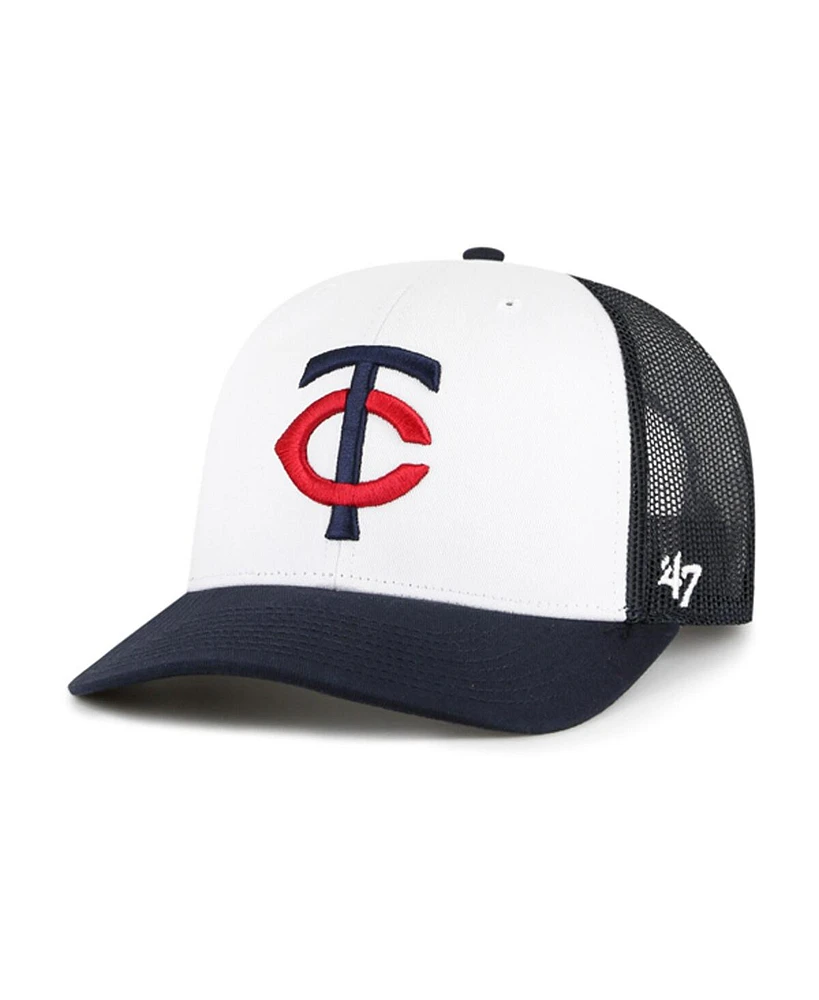 '47 Brand Men's White/Navy Minnesota Twins Freshman Trucker Adjustable Hat