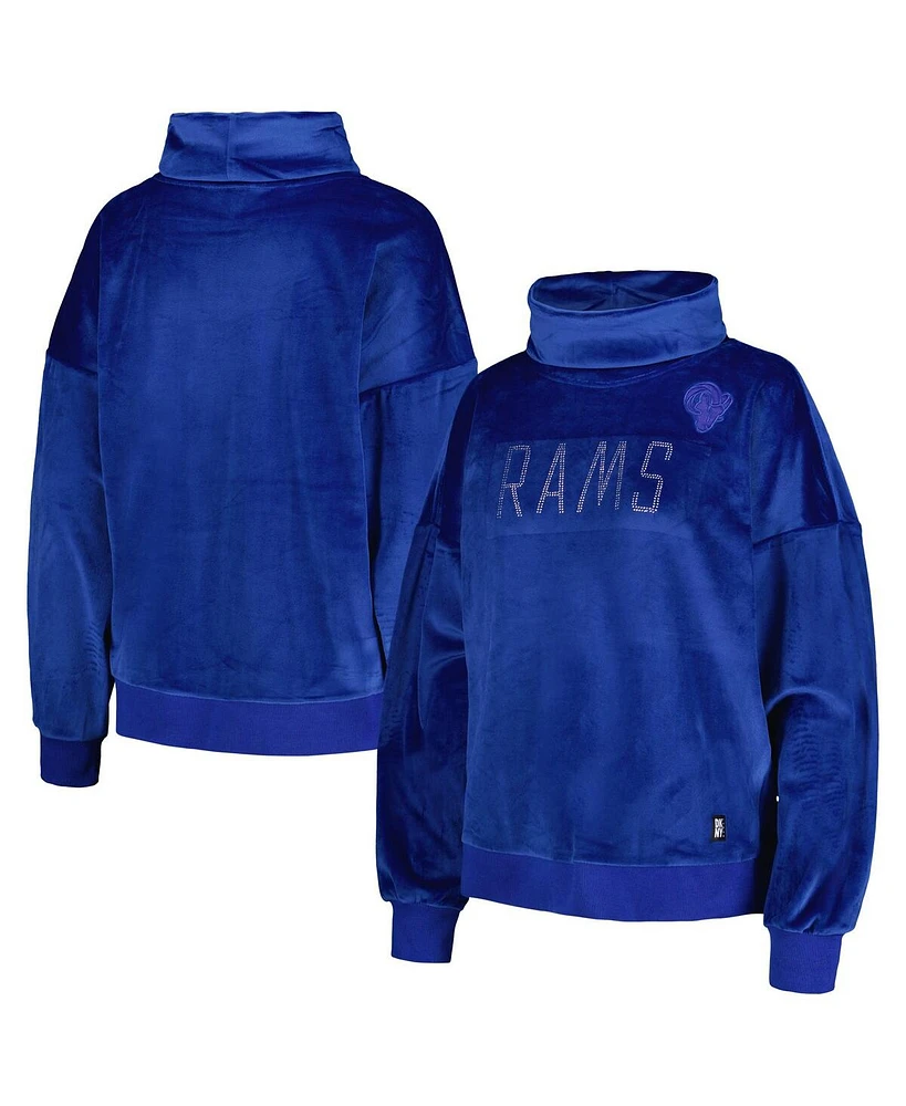 Dkny Women's Royal Los Angeles Rams Deliliah Rhinestone Funnel Neck Pullover Sweatshirt