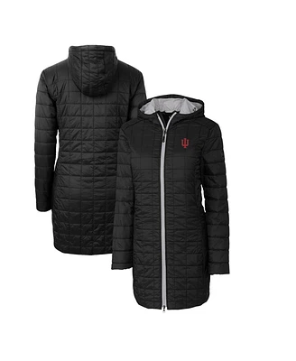 Cutter & Buck Women's Black Indiana Hoosiers Rainier PrimaLoft Eco Hooded Long Coat