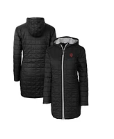 Cutter & Buck Women's Black Indiana Hoosiers Rainier PrimaLoft Eco Hooded Long Coat