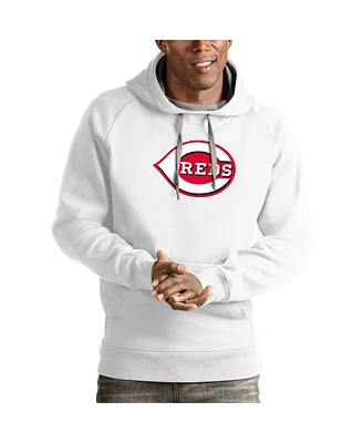 Antigua Men's White Cincinnati Reds Victory Pullover Team Logo Hoodie