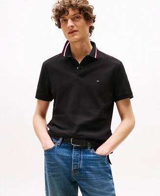 Tommy Hilfiger Men's Red, White, and Blue Collar Regular Fit Polo Shirt