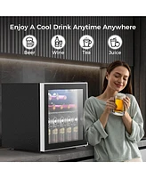 Cowsar 1.7 Cu.ft Beverage Refrigerator Cooler, 68 Can Mini Fridge Glass Door with Adjustable Shelves, Digital Temperature Display, Freestanding Small