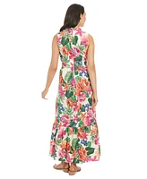 London Times Petite Printed Sleeveless Maxi Dress