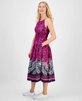 Nautica Jeans Women's Palm-Print Halter Midi Dress