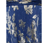 Sl Fashions Women's Floral Surplice-Neck Tiered Dress