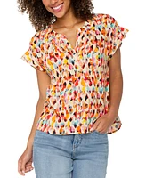 Liverpool Los Angeles Petite Printed Popover Top