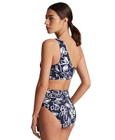 Lauren Ralph Lauren Womens Printed Asymmetric One Shoulder Bikini Top Shirred Waist Bikini Bottoms