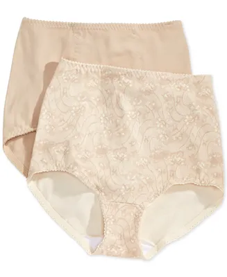 Bali Women's Firm Tummy-Control Lace Trim Microfiber Brief Underwear 2 Pack  X054