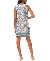 Msk Women's Sleeveless Mixed-Print Keyhole-Neck Shift Dress