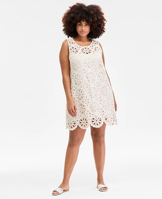 On 34th Trendy Plus Crochet Scallop-Hem Shift Dress, Exclusively at Macy's