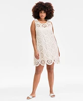 On 34th Trendy Plus Crochet Scallop-Hem Shift Dress, Exclusively at Macy's